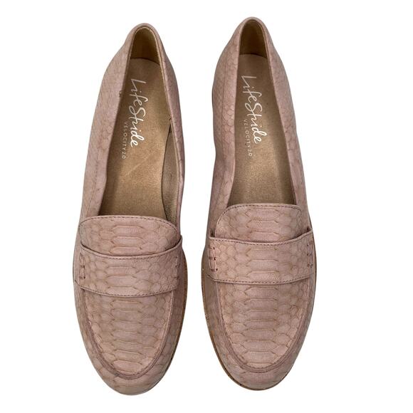 Life Stride Velocity 2.0 Pink Faux Snakeskin Leather Zee Slip On Flat Loafer 9.5 - Picture 2 of 11